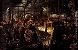 Adolph Von Menzel Canvas Paintings - The Foundry
